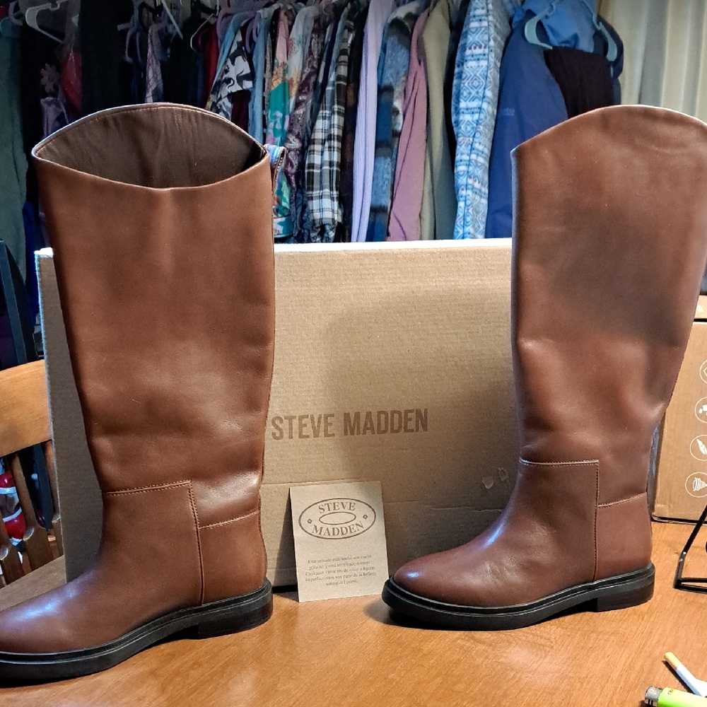 Steve Madden Chestnut Leather Riding Boots 7